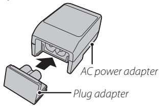 FUJIFILM FINEPIX XP120 - Attach the plug adapter to the AC power adapter. - 1