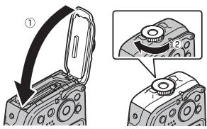 FUJIFILM FINEPIX XP120 - Close and latch the battery-chamber cover. - 1