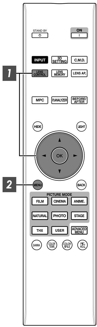JVC DLA-X500R - Régler l'objectif en fonction de la position du projecteur - 1