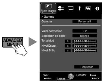 JVC DLA-X500R - Pulse el botón [ADVANCED MENU] para visualizar el menu de gamma - 1