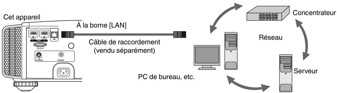 JVC DLA-X500R - Connexion à la borne LAN - 1
