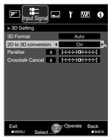 JVC DLA-X500R - Select 2D to 3D conversion followed by "On", and press the [OK] button - 3