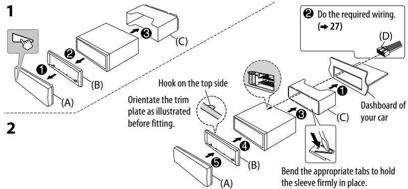JVC KD-R971BT - Installing the unit (in-dash mounting) - 1