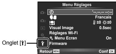 OLYMPUS OM-D E-M10 - Sélectionnez [O] dans l'onglet [Y] (Réglage). - 1