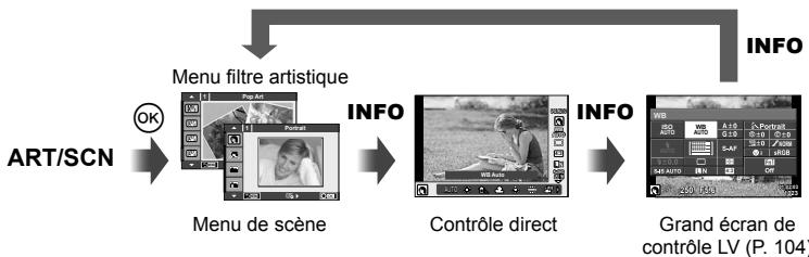OLYMPUS OM-D E-M10 - Comment afficher les écrans de contrôle - 5