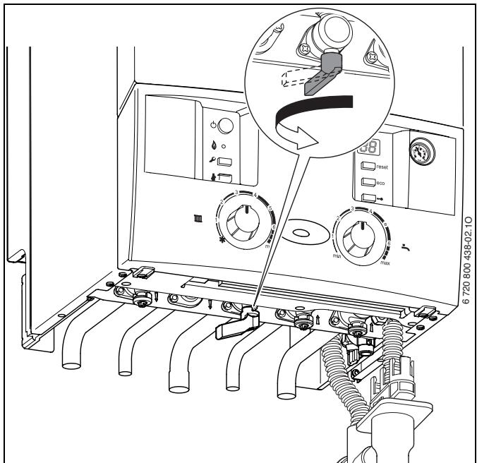 ELM LEBLANC ACLEIS NGVM V 24 KW, ACLEIS NGLM CF 24 KW, ACLEIS NGLM24-5HN CF 24 KW, ACLEIS NGVM V 24 KW - Ouvrir le robinet de gaz - 1