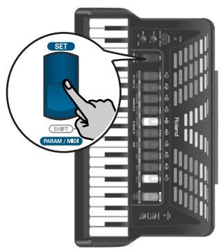 ROLAND FR-3X BK - Maintenez le registre [SET] enforcé pour passer en mode parameter. - 1