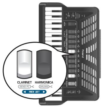ROLAND FR-3X BK - Utilisez le registre main droite [5] ou [6] (MIDI LIST) pour sélectionner un paramètre. - 1