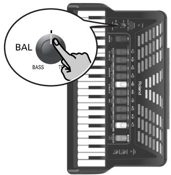ROLAND FR-3X BK - Utilisez la commande [BAL] pour régler la balance entre les claviers main gauche et main droite. - 1