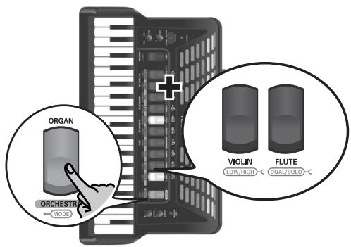 ROLAND FR-3X BK - Sélection du mode ORGAN/ORCHESTRA - 1