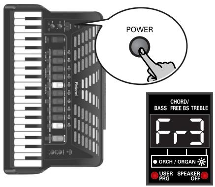 ROLAND FR-3X BK - Mise sous tension - 1