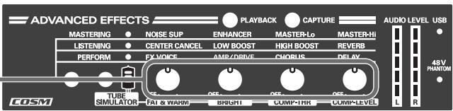ROLAND UA-4FXCW - Modification du son à l'aide des quatre boutons rotatifs - 1