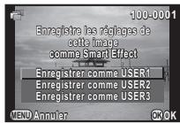 PENTAX QS1 - Sélectionnez un nombre de mode USER et appuyez sur  . - 1