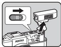 PENTAX QS1 - Faites glisser l'interrupteur de déploiement du flash. - 1
