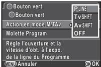 PENTAX QS1 - Réglage du fonctionnement de O en mode M/TAv - 1