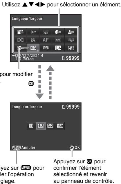 PENTAX QS1 - Utilisation du panneau de contrôle - 1