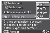 PENTAX QS1 - Sélectionnez [Molette Program] et modifie le réglage. - 1