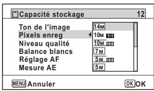 PENTAX WG-3 - Sélection du nombre de pixels enregistrés - 3