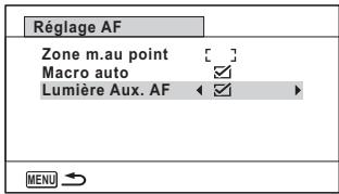 PENTAX WG-3 - Utilisez le bouton de navigation (▲▼) pour sélectionner [Lumière Aux. AF]. - 1