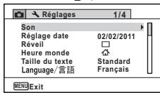 PENTAX WG-3 - Utilisations des menus - 9