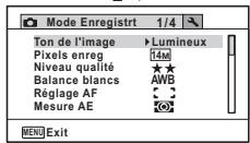 PENTAX WG-3 - Utilisations des menus - 8