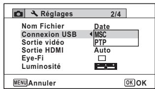 PENTAX WG-3 - Réglage du mode de connexion USB - 2