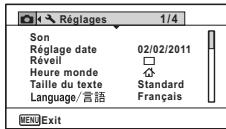 PENTAX WG-3 - Utilisations des menus - 3