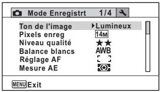 PENTAX WG-3 - - [Mode Enregistrt] Menu 2 - 1
