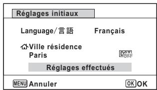 PENTAX WG-3 - Appuyez deux fois sur le bouton de navigation (▼) pour sélectionner [Réglages effectués]. - 1