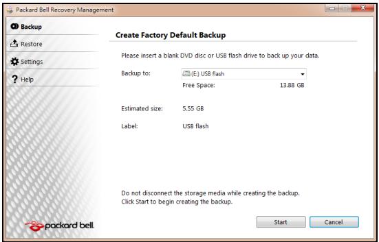 PACKARD BELL DOT SC/VW-001FR,  DOT SC-001FR - Creating recovery discs - 2