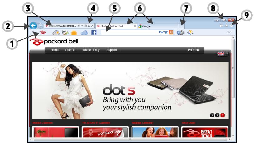 PACKARD BELL DOT SC/VW-001FR,  DOT SC-001FR - Caratteristiche e funzioni di Internet Explorer - 1