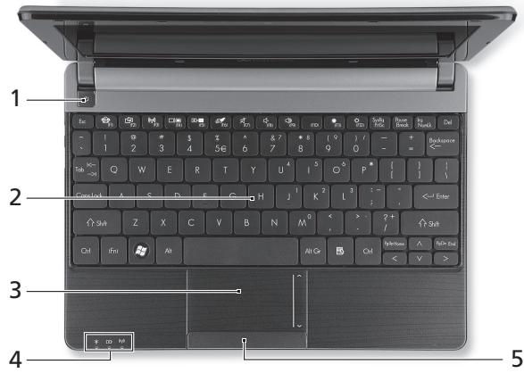 PACKARD BELL DOT SC/VW-001FR,  DOT SC-001FR - TOP VIEW - KEYBOARD - 1