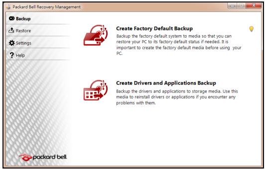 PACKARD BELL DOT SC/VW-001FR,  DOT SC-001FR - Creating recovery discs - 1