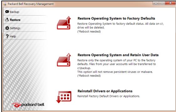 PACKARD BELL DOT SC/VW-001FR,  DOT SC-001FR - Opening the recovery tool - 1