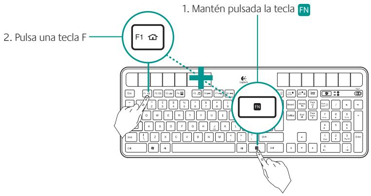 LOGITECH WIRELESS SOLAR KEYBOARD K760 - Uso de las teclas F del teclado - 1