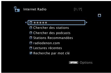 DENON AVRX4000 SP - Utilisez pour sélectionner "internet radio", puis appuyez sur ENTER. - 2
