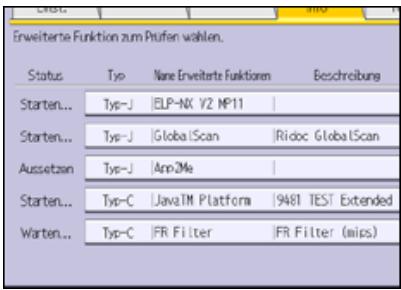 RICOH AFICIO MP6002SP - Anzeigen von Informationen zu erweiterten Funktionen über das Bedienfeld - 4