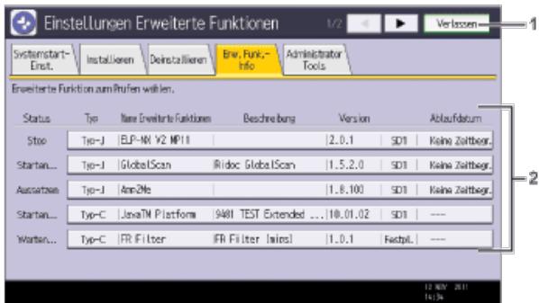 RICOH AFICIO MP6002SP - Bildschirm Erw. Funktion.-Info. des Bedienfelds - 2