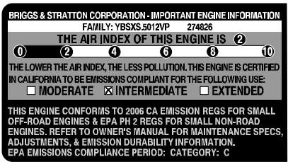 MTD RZT17 - After July 1, 2000, Look For Emissions Compliance Period On Engine Emissions Compliance Label - 2