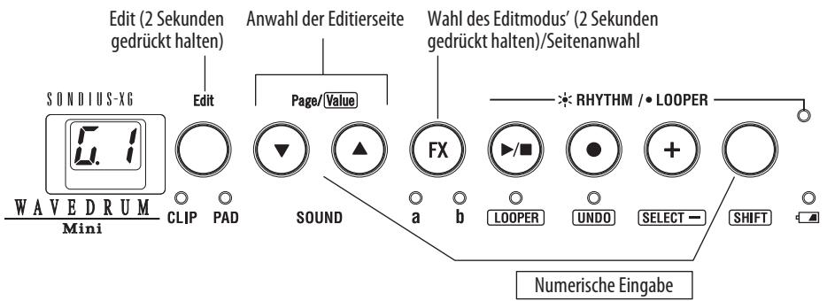 KORG WAVEDRUM MINI - Editieren der Einstellungen - 1