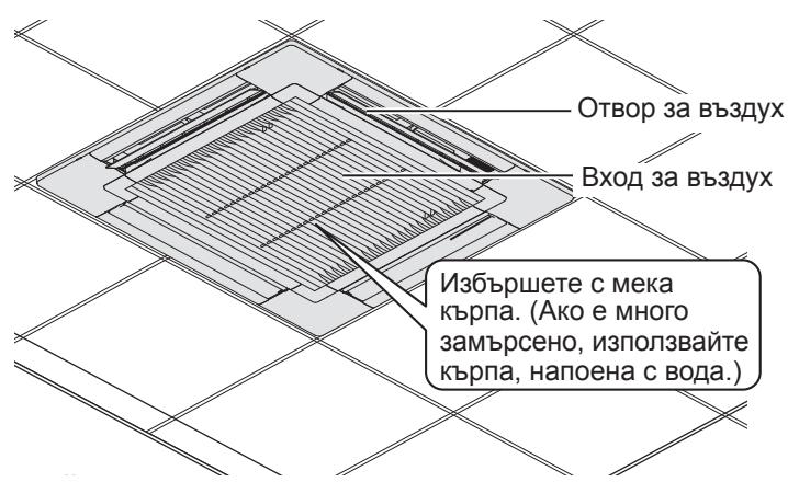 Отвор за въздух Вход за въздух Избършете с мека кърпа. (Ако е много замърсено, използвайте кърпа, напоена с вода.)