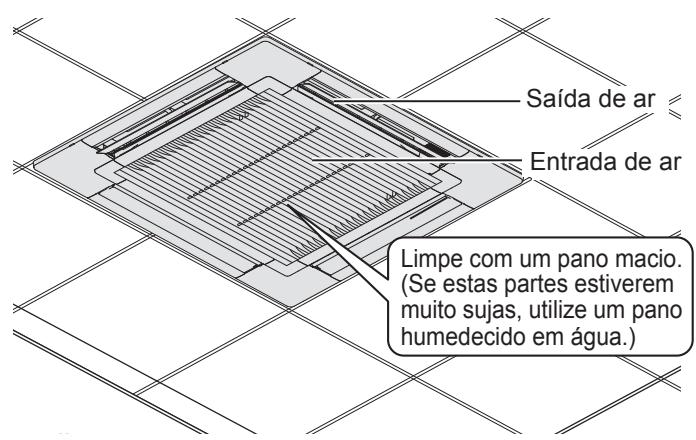 Saída de ar Entrada de ar Limpe com um pano macio. (Se estas partes estiverem muito sujas, utilize um pano humedecido em água.)