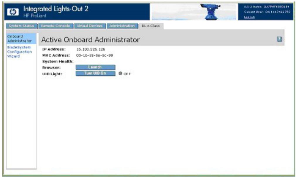 HP INTEGRATED LIGHTS-OUT 2 (ILO 2) STANDARD FIRMWARE - Onglet BL c-Class de iLO 2 - 1