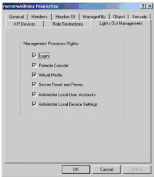 HP INTEGRATED LIGHTS-OUT 2 (ILO 2) STANDARD FIRMWARE - Exemple : création et configuration d'objets d'annuaire destinés à être utilisés avec la carte iLO 2 dans Active Directory - 4