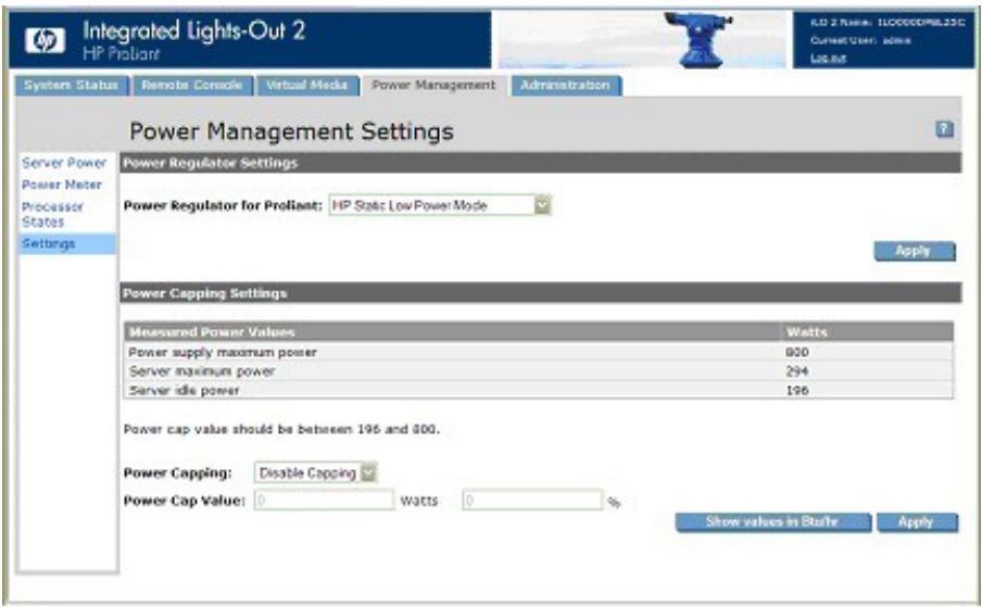 HP INTEGRATED LIGHTS-OUT 2 (ILO 2) STANDARD FIRMWARE - Paramètres d'alimentation du serveur - 1