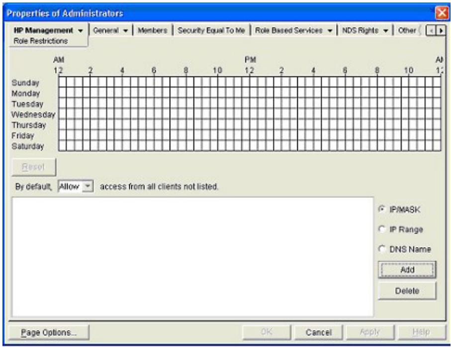 HP INTEGRATED LIGHTS-OUT 2 (ILO 2) STANDARD FIRMWARE - Role Restrictions (Restrictions de role) dans eDirectory - 1