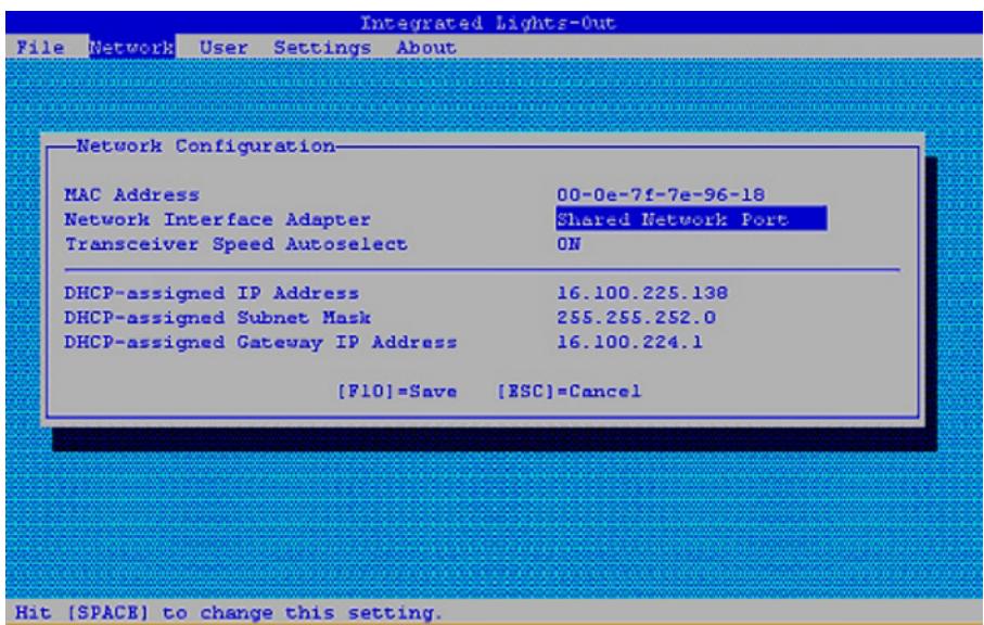 HP INTEGRATED LIGHTS-OUT 2 (ILO 2) STANDARD FIRMWARE - Activation de la fonction iLO 2 Shared Network Port (Port réseau partagé iLO 2) via iLO 2 RBSU - 1
