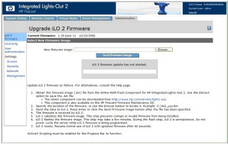 HP INTEGRATED LIGHTS-OUT 2 (ILO 2) STANDARD FIRMWARE - Mise à jour de iLO 2 à l'aide d'un navigateur - 1