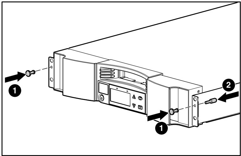 HP STORAGEWORKS SSL1016 TAPE AUTOLOADER - Fixation des poignées de montage en rack à l'avant - 1