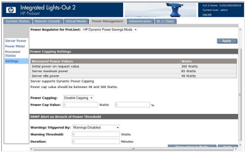 HP INTEGRATED LIGHTS-OUT (ILO 2) FEATURING ILO ADVANCED PACK - Paramètres d'alimentation du serveur - 2